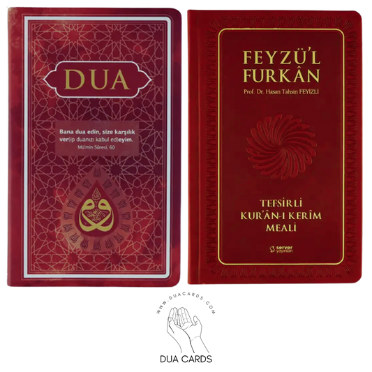 Feyzul Furkan + Dua Kitabı – Açılış Seti - CEP BOY - BORDO