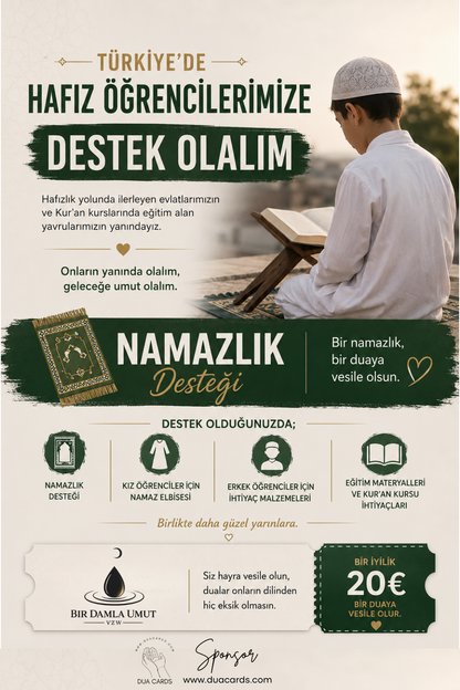 Türkiye'de Hafız Öğrencilerine Namazlık Desteği | 20 € Bağış